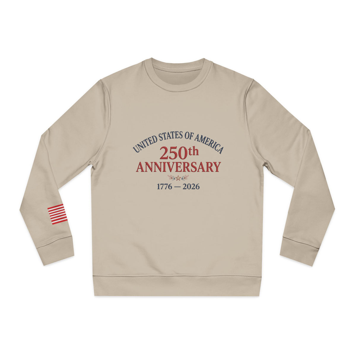 250th Anniversary Organic Sweatshirt with American Flag Sleeve